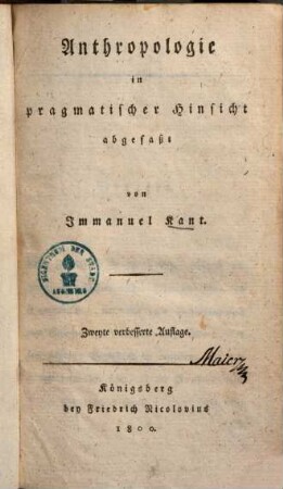 Anthropologie in pragmatischer Hinsicht