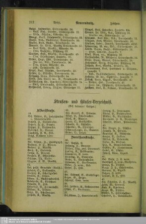 Häuserbuch : Straßen- und Häuser-Verzeichniß