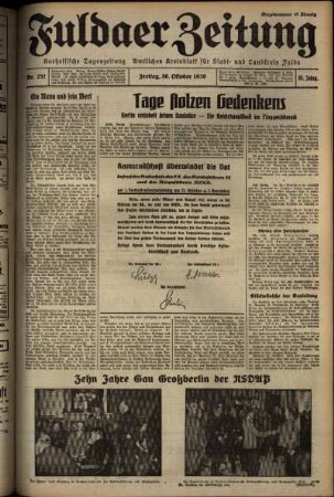 Ausgabe vom Freitag, den 30. Oktober 1936.