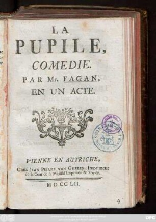 La Pupile : Comedie; En Un Acte