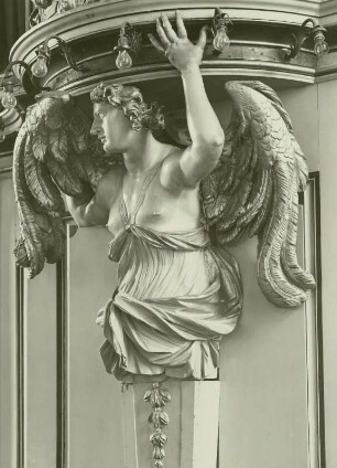 Berlin. Marienkirche, Inneres, Karyatide, Detail des Orgelprospektes