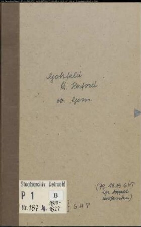 Kirchenbuchduplikat der evangelischen Gemeinde Gohfeld, Kreis Herford (GHT 1819-1827). (Gemeinde: Evangelische Gemeinde Gohfeld)