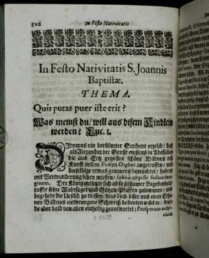 In Festo Nativitatis S. Joannis Baptistæ - Dominica V. post Pentecosten.