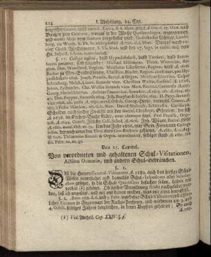 Das 25. Capitel. Von verordneten und gehaltenen Schul-Visitationen [...]