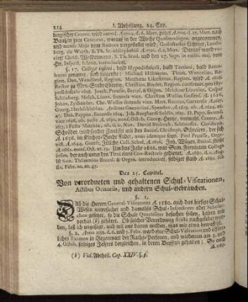 Das 25. Capitel. Von verordneten und gehaltenen Schul-Visitationen [...]