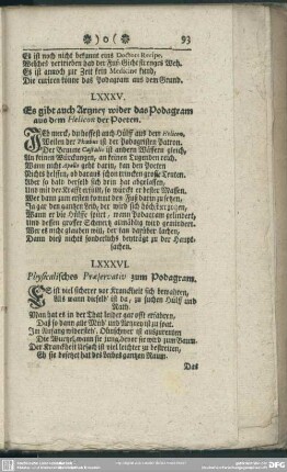 LXXXV. Es gibt auch Artzney wider das Podagram aus dem Helicon der Poeten