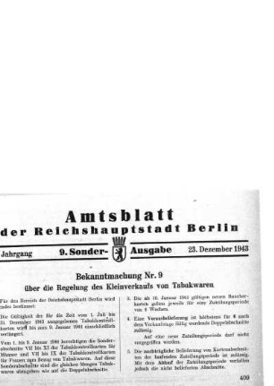 9. Sonderausgabe, 23. Dezember 1943