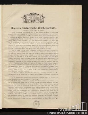 Bogler's Gärtnerische Zeichenschule.