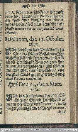 Resolution, dat. 15. Octobr. 1652