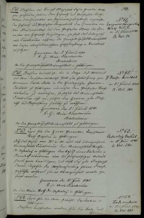 Ernennung des Professors Bergmann zum Geheimen Justizrat; Ernennung des Professors Langenbeck zum Medizinalrat; Ernennung des Professors Marx zum Hofrat.