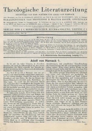 313-314 Adolf von Harnack (Nachruf)