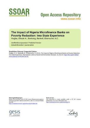 The Impact of Nigeria Microfinance Banks on Poverty Reduction: Imo State Experience