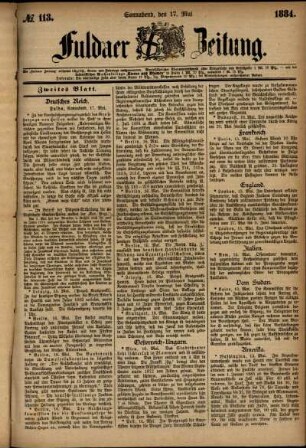 Ausgabe vom Samstag, den 17. Mai 1884.