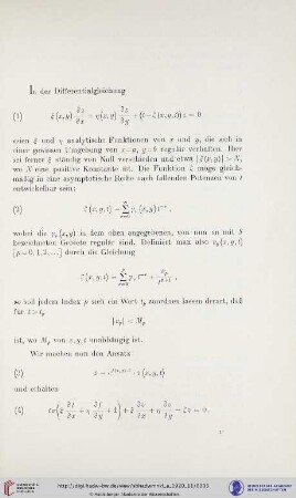 Über die asymptotische Integration einer partiellen linearen Differentialgleichung erster Ordnung mit variablem Parameter