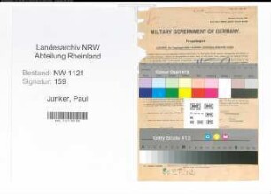 Entnazifizierung Paul Junker , geb. 25.02.1895 (Klempner)