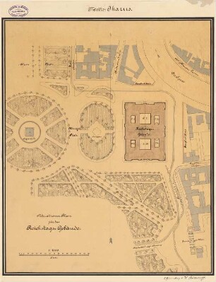 Reichstag, Berlin Zweiter Wettbewerb: Lageplan 1:1000