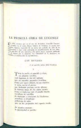La primera obra de Lugones