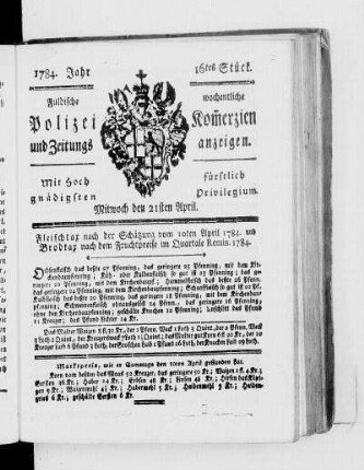 16tes Stück., Ausgabe vom 21. April 1784