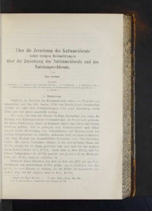 Über die Zersetzung des Kaliumchlorats nebst einigen Beobachtungen über die Zersetzung des Natriumchlorats und des NAtriumperchlorats