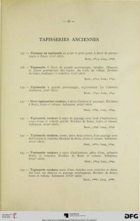 Tapisseries anciennes (Nr. 137-144)