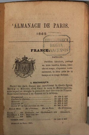 Almanach de Paris : annuaire général de diplomatie, de politique, d'histoire et de statistique pour tous les Ètats du globe. 1865, 1865