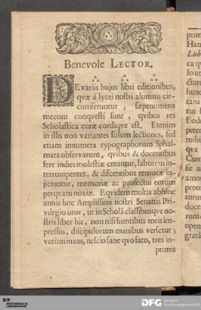 Benevole Lector.