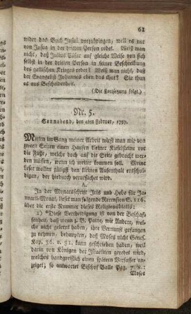 Nr. 5. Sonnabend, den 4ten Februar, 1797. - Nr. 6. Sonnabend, den 11ten Februar, 1797.