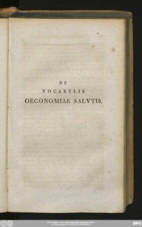 De Vocabulis Oeconomiae Salutis.