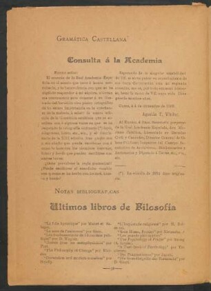 Consulta á la Academia : Gramática Castellana