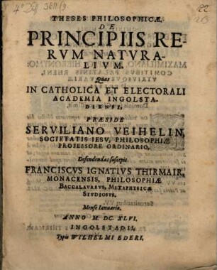 Theses Philosophicae De Principiis Rervm Natvralivm