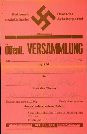 Versammlung der NSDAP-Ortsgruppe Renchen: Wer wird dem Bauer helfen? (in Önsbach)