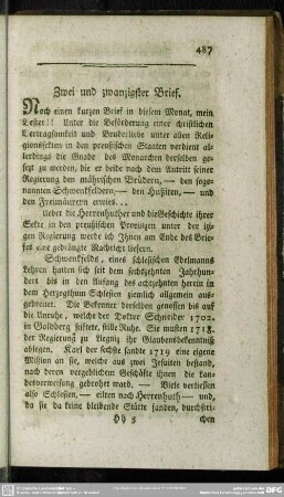 Zwei und zwanzigster Brief