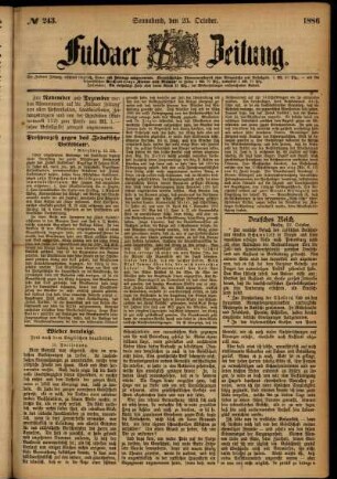 Ausgabe vom Samstag, den 23. Oktober 1886.