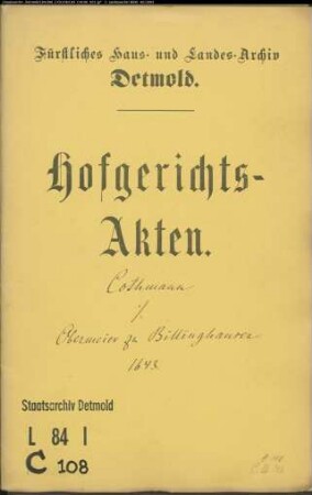 Cothmann, Dietrich gegen Obermeier zu Billinghausen - Schuldforderung