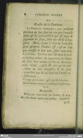 VI. Pensée de la Fontaine