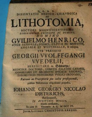 Dissertatio Medico-Chirurgica De Lithotomia