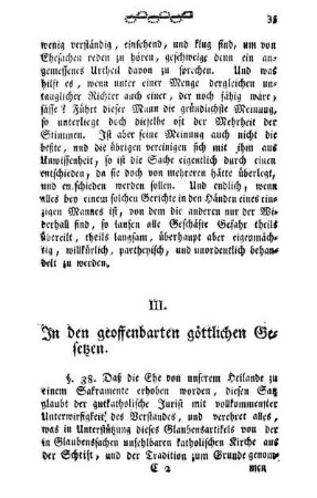 III. In den geoffenbarten göttlichen Gesetzen.