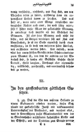 III. In den geoffenbarten göttlichen Gesetzen.