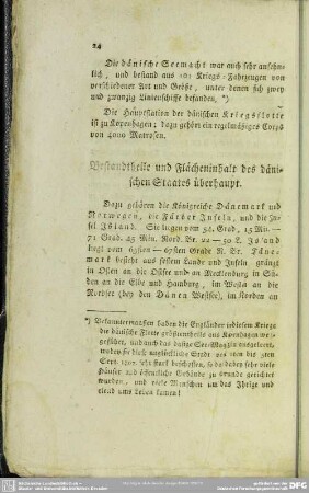 Bestandtheile und Flächeninhalt des dänischen Staates überhaupt