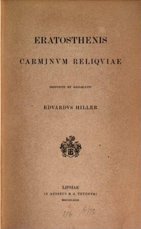 Eratosthenis Carminvm Reliqviae