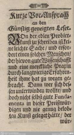 Kurze Vor-Ansprach an den Günstig-geneigten Leser.