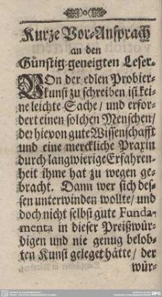 Kurze Vor-Ansprach an den Günstig-geneigten Leser.