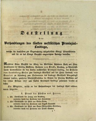 Der ... Westfälische Landtag, 5. 1839