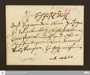 Brief von F. E. Scheinemann an Samuel Urlsperger.