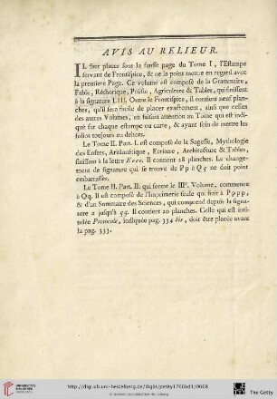Avis au relieur