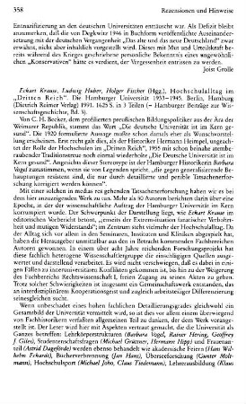 Hochschulalltag im "Dritten Reich", die Hamburger Universität 1933 - 1945, Eckart Krause (Hrsg.), Ludwig Huber (Hrsg.), Holger Fischer (Hrsg.), (Hamburger Beiträge zur Wissenschaftsgeschichte, 3) : Berlin u.a., Reimer, 1991