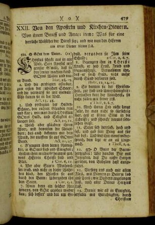 XXII. Von den Aposteln und Kirchen-Dienern.