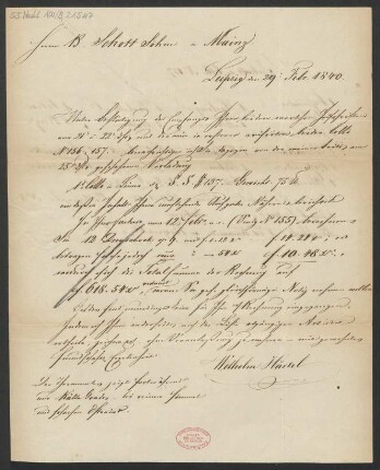 Brief an B. Schott's Söhne : 29.02.1840