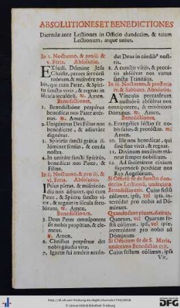 Absolutiones Et Benedictiones.