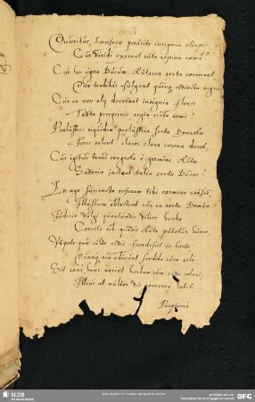[Text 1:] Quaeritur Ensiferae proavita insignia stirpis...